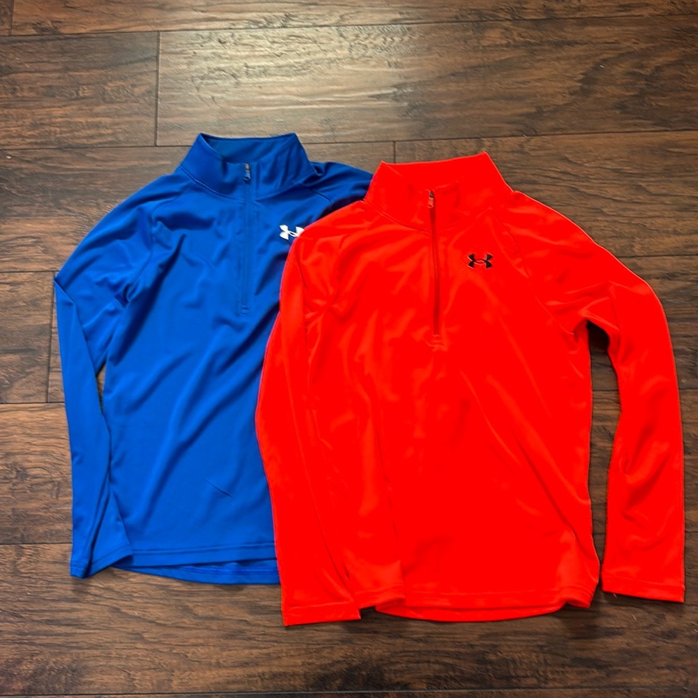 Lot of 2 Boys Under Armour quarter zip, size Large